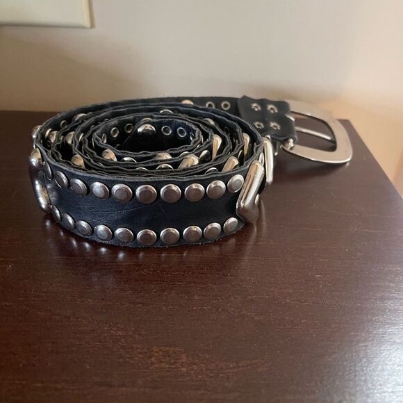 Custom Genuine Leather Silver Studded Belt - Picture 6 of 9